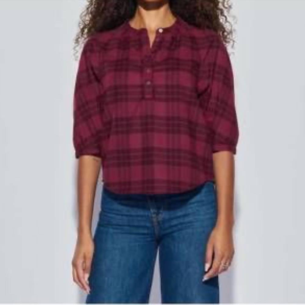 Nation LTD May Pim Cotton Plaid Flannel Top, Medium, NWT - Picture 11 of 12